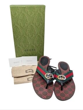 Gucci Kika Interlocking GG Thong Flip Flop Sandal Size EU 40.5